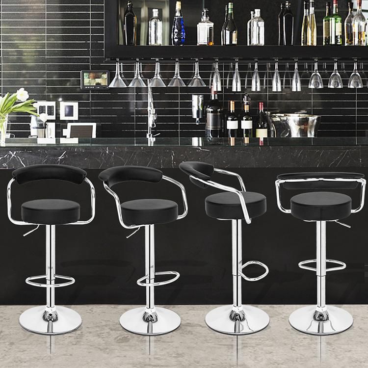 French Lift Cafe Industrial Bar Stool Modern High Chair Kitchen Bar Chairs Swivel Faux Leather Bar Chairs