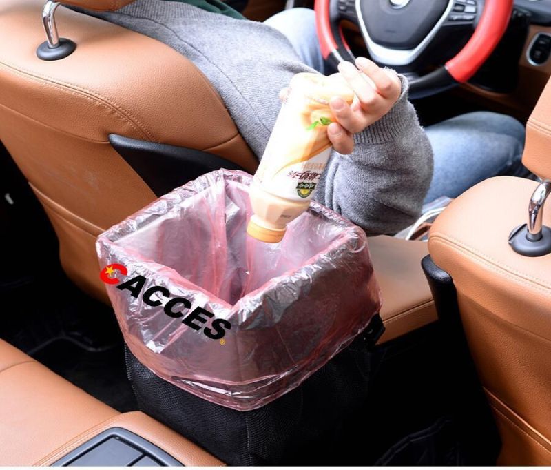 Car Trash Can with Lid,Leak-Proof Automotive Garbage Can with 3 Storage Pocket,Big 12L Waterproof Oxford Cloth Trash Bin for Vehicle,Foldable Hanging Car Trash