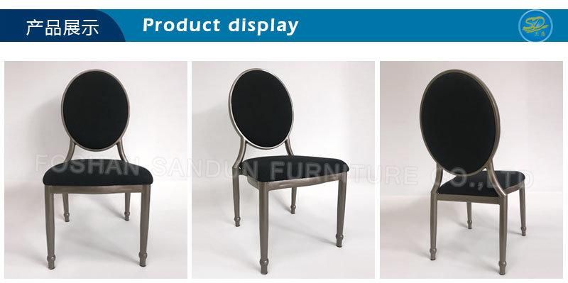 Black Fabric Wood Grain Imitation Metal Aluminum Iron Dining Chair