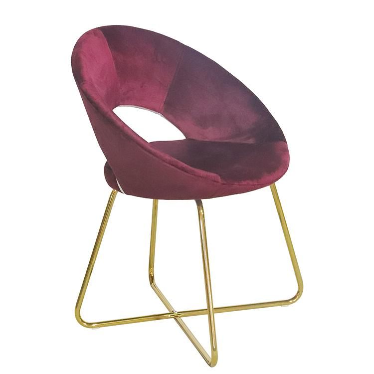 Chinese Wholesale Modern Home Furniture Living Room European Metal Legs Dining Chair with Velvet Fabric