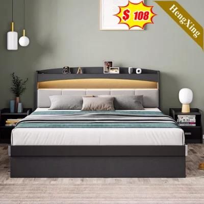 Best Sale Modern Home Hotel Bedroom Furniture Set Wooden MDF King Queen Bed Wall Sofa Double Bed (UL-22NR61702)