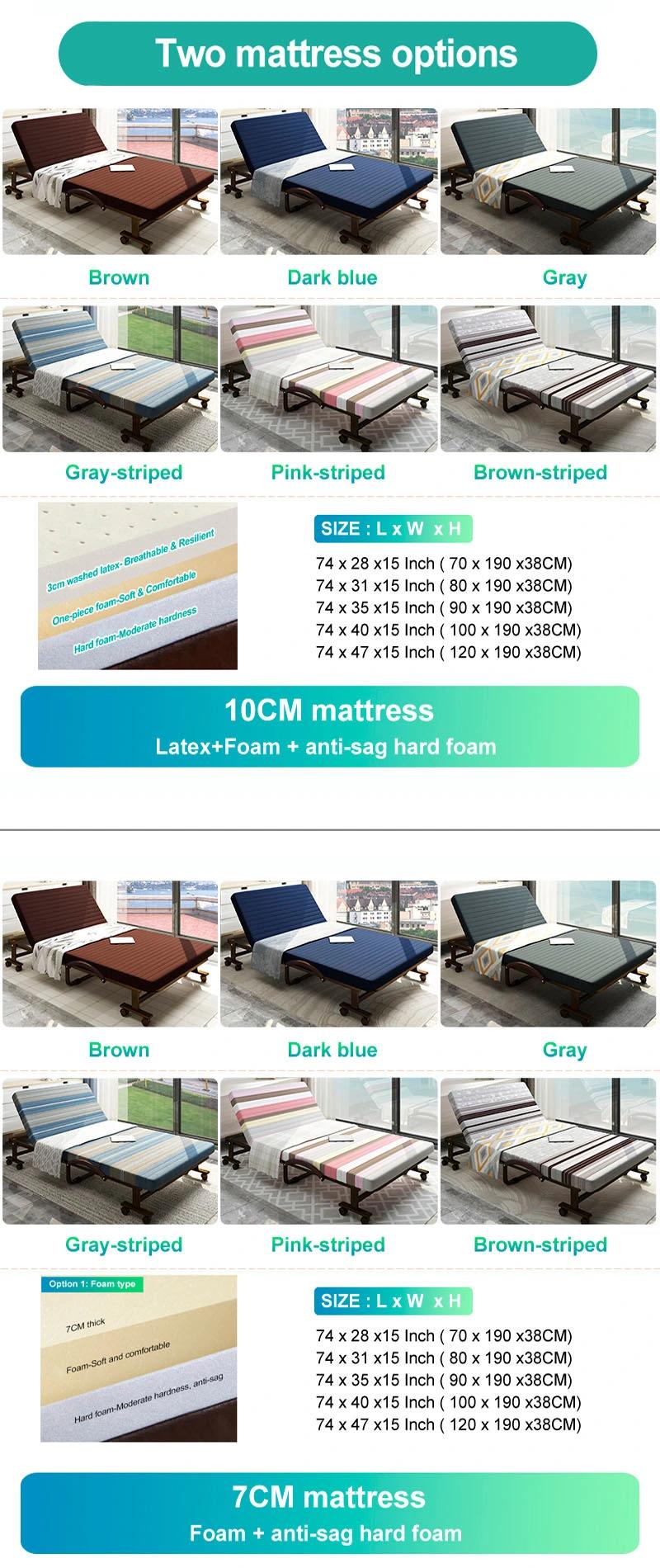 Wholesale Folding Bed Ultralight Chinese Furniture Metal Frame Movable with 2 Cranks