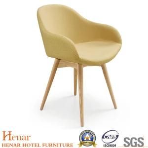 Wholesale Reveting Canary Fabric Dining Chair with Wooden Legs