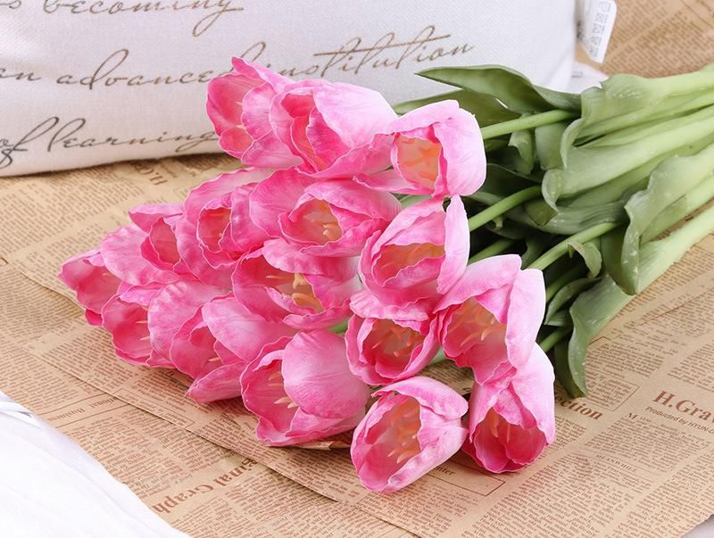Wholesale Silk Artificial Tulips Fabric Flowers for Wedding Home Party Decor