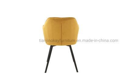 Wholesale Luxury Nordic Design Pink Fabric Velvet Cushion Metal Legs Cheap Dining Chair