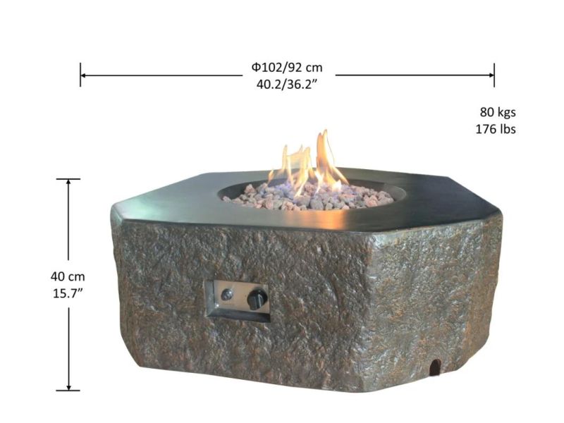 Natural Stone Texture Surface Fire Pit Table/Concrete Fire Table