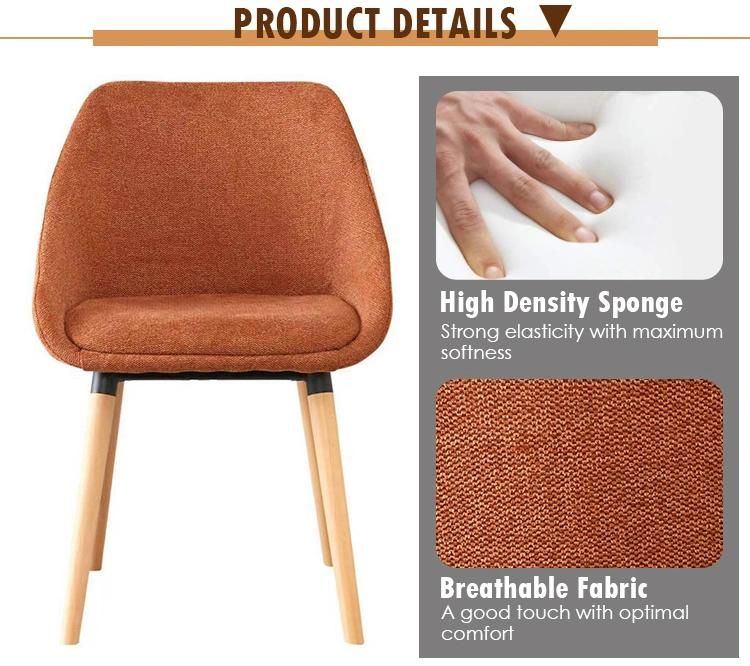 Dining Room Furniture Soft Fabric Seat Modern Colorful Wood Legs Dining Chair