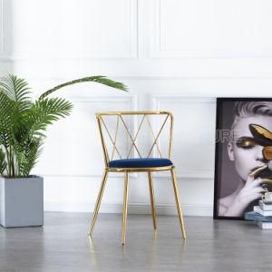 Modern Noble and Stylish Velvet Cushion, Breathable Backrest, Golden Leg Restaurant Outdoor Dining Chair