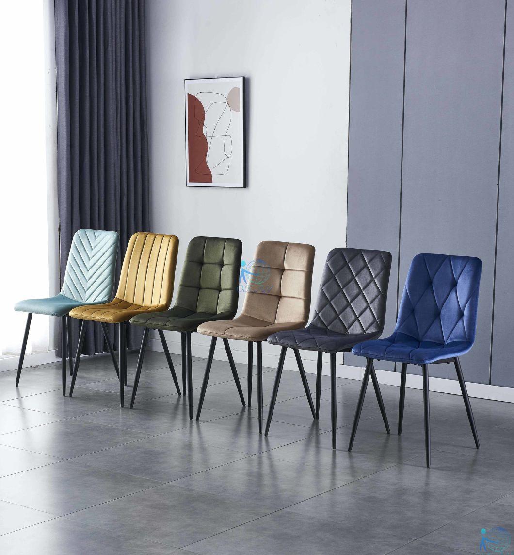 Nordic Luxury Upholstery Soft Fabric High Back Modern Velvet Dining Chair for Home Office Chair