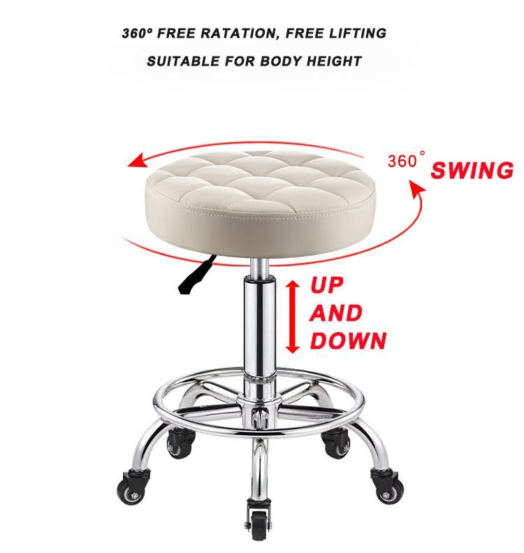 Home Kitchen Office Furniture Modern Design Swivel PU Seat Chair with Chromed Base for Cafe Bar