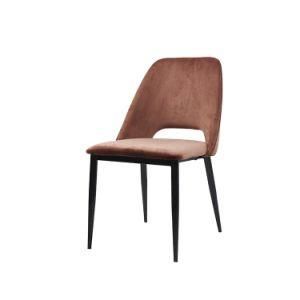 Simple Design Upholstered Black Painted Legs Dining Chair