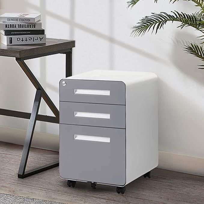 Home Office Furniture 3 Drawer Mobile Filing Cabinets Metal File Storage Cabinet