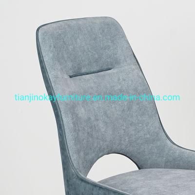 Popular PU Dining Chair High Back Special Design with Black Painting Legs