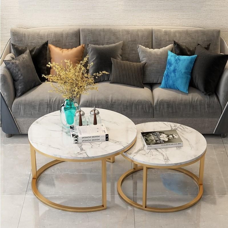 Hotel Furniture Living Room Luxury Design 304 Stainless Steel Base Center Coffee Table with Glass/Marble Top