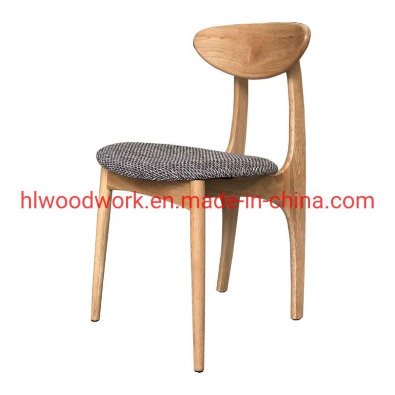 Dining Chair Oak Wood Frame Natural Color Fabric Cushion Grey Color B Style Wooden Chair Furniture Living Room Chair