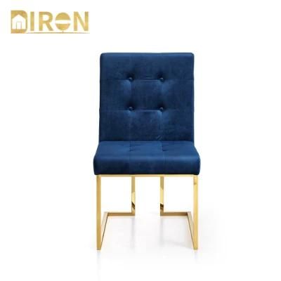 Wholesale Modern Velvet Fabric Upholstered Metal Gold Leg Dining Chairs