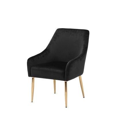 Modern Leisure Home Lounge Indoor Furniture Sofa Fabric Velvet Dining Chair Sofa with Golden Legs