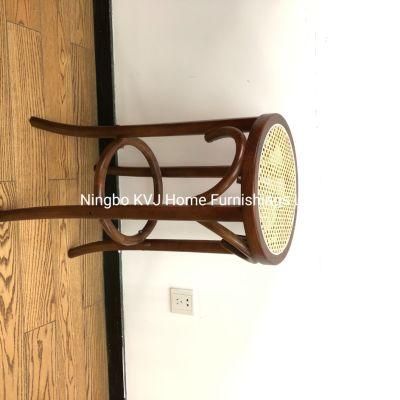 Kvj-BS10 Antique Beech Wood Bistro Rattan Seat Stool