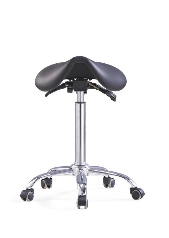 Saddle Rolling Chair Beauty Salon Stool Leather Seat