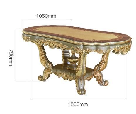 Home Hotel Furniture Antique Luxury Royal Gold 6 Chairs Marble Round Dining Table Set