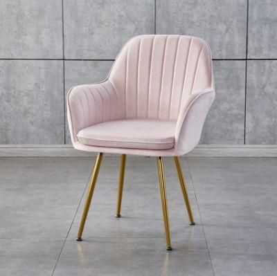 Furniture Luxury Style Fabric Dining Chair with Metal Legs