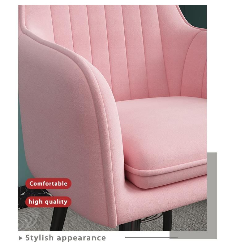 Modern Custom Armchair Pink Living Room Home Furniture Velvet Comfortable Dining Chair