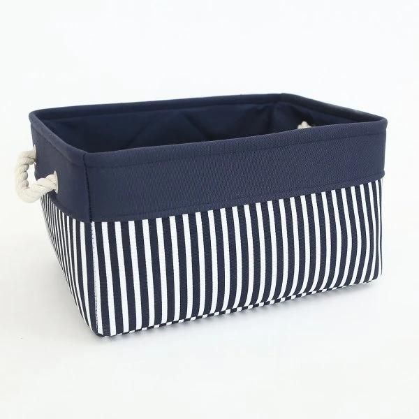Thewarmhome Decorative Basket Rectangular Fabric Storage Bin Organizer Basket with Handles for Clothes Storage