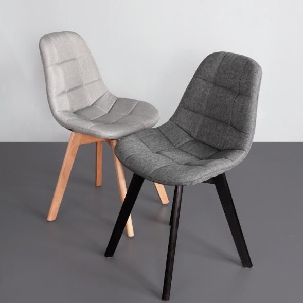Grey Wholesale Wood Leg Cheap Home Furniture Leisure Cafe Restaurant Nordic Fabric Modern Covered by Fabric Dining Chair