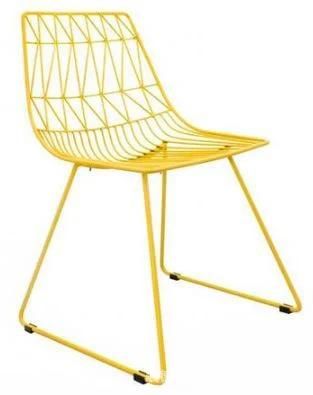 Industrial Style Outdoor Black Powder Coated Metal Wire Dining Chair with Seat Pad Modern Metal Garden Chairs