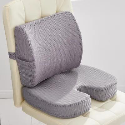 Breathable Grid Fabric Memory Foam Seat Back Lumbar Support Pillow Set, Gel Seat Cushion Sets for Office Chair