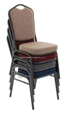 Professional Manufacturer of Crown Back Metal Banquet Chair with Ganing Device In Charcoal Fabric (ZG10-003)