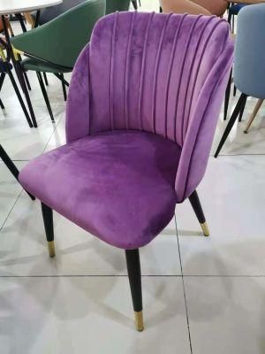 Classic Design Dining Room Chair European Cheap with Metal Leg Fabric Velvet
