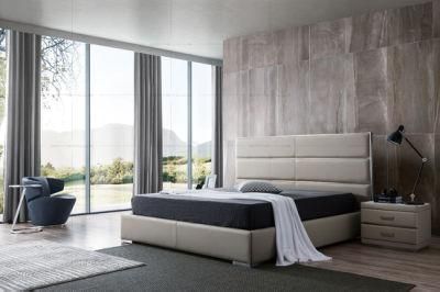 Grand Extended Vertical Tufted Headboard Beds Modern Bedroom Furniture Set Leather King Size Storage Bed