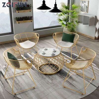 Modern Design Creative Single Leisure Chair Coffee Armchair Fabric Upholstered Accent Chair with Gold Leg