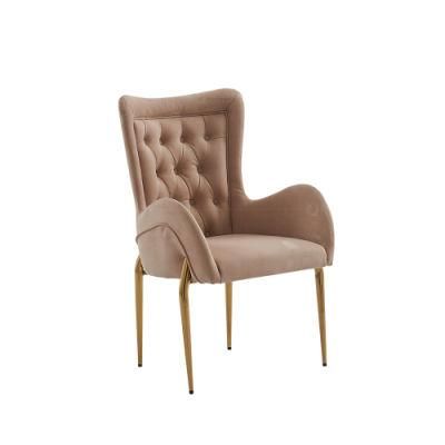 Luxury Stainless Steel Brush Pink Velvet Dining Chair Wholesale Living Room Chair
