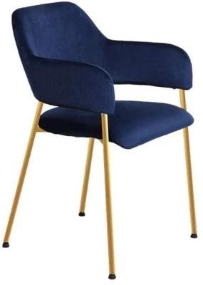 High-End Upholstered Metal Frame Brass Decor for Coffee Shop Dining Chair