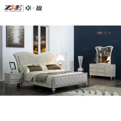 Elegant Design Special Shape Wooden Bedroom Set in Fabric Headboard