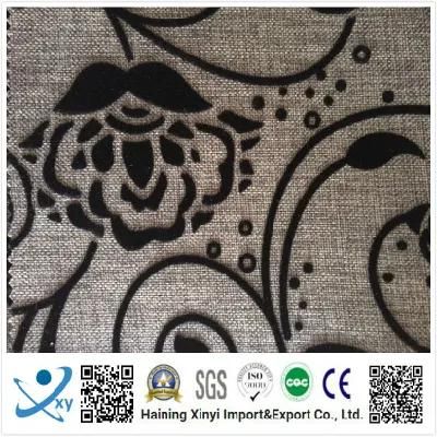 100 Polyester Organza Tulle Rose Design Black Flocked Hanger Fabric