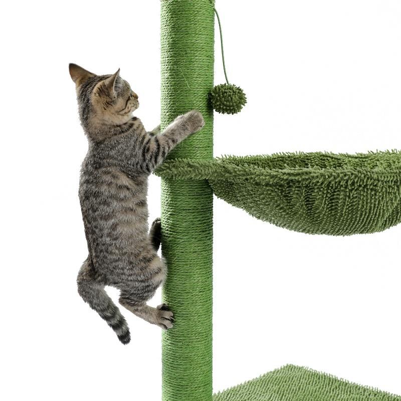 Cat Interactive Cactus Tree Sisal Climbing Scratching Post with Hammock