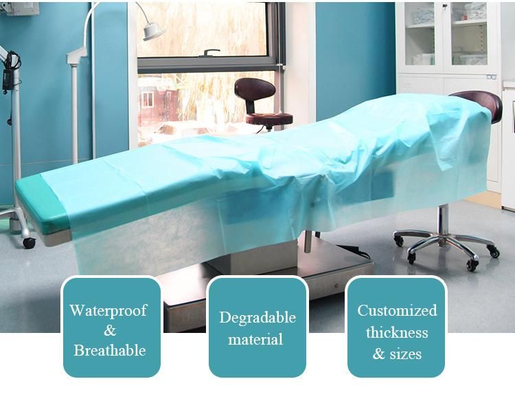 Blue PP Nonwoven Waterproof Bed Sheet Treatment Bed Drape Sheet Disposable Bed Sheet for Hospital