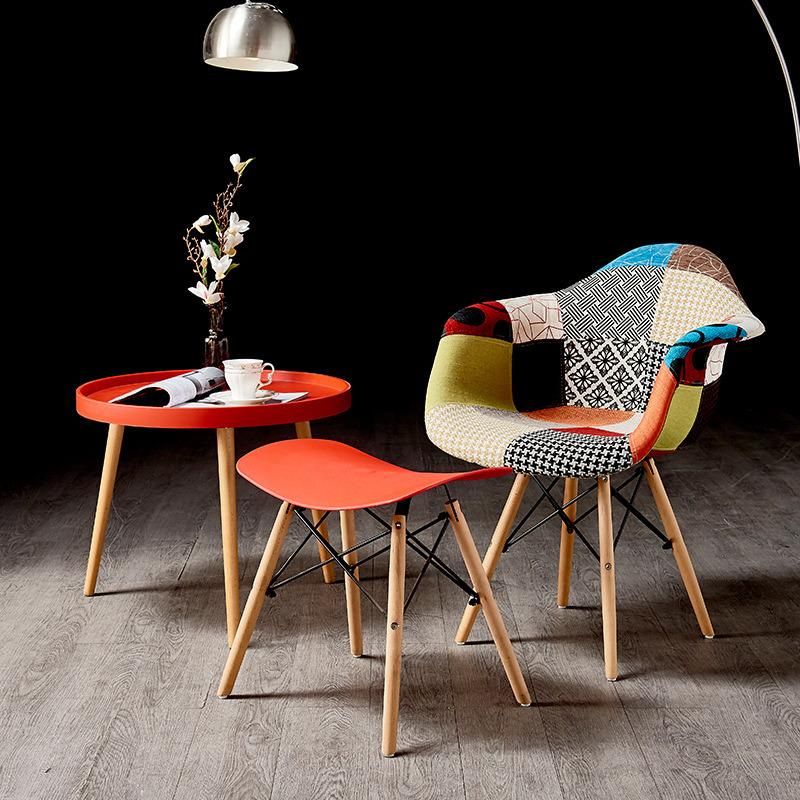 Modern Dining Side Arm Chair Upholstered Patchwork Chair