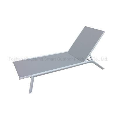 Hot Sale Garden Pool Side Furniture Aluminum Recliner Single Sun Lounger with Mesh Fabric