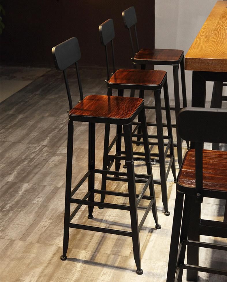 Metal Wood Bar Stool Chair Cafe Shop Project Contract Furniture