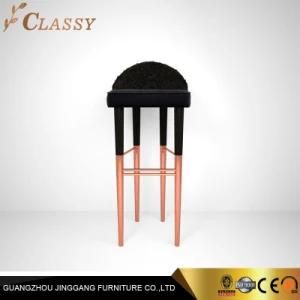 Rose Gold Metal Stainless Steel Bar Chairs with Velvet Fabric Coffee Shop Furniture