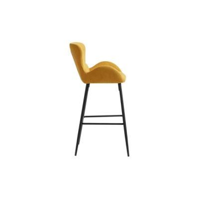 Back Luxury Golden Bar Stool Velvet Upholstery 3 Legs Bar Chair for Home Hotel Bar Counter Club High Chair