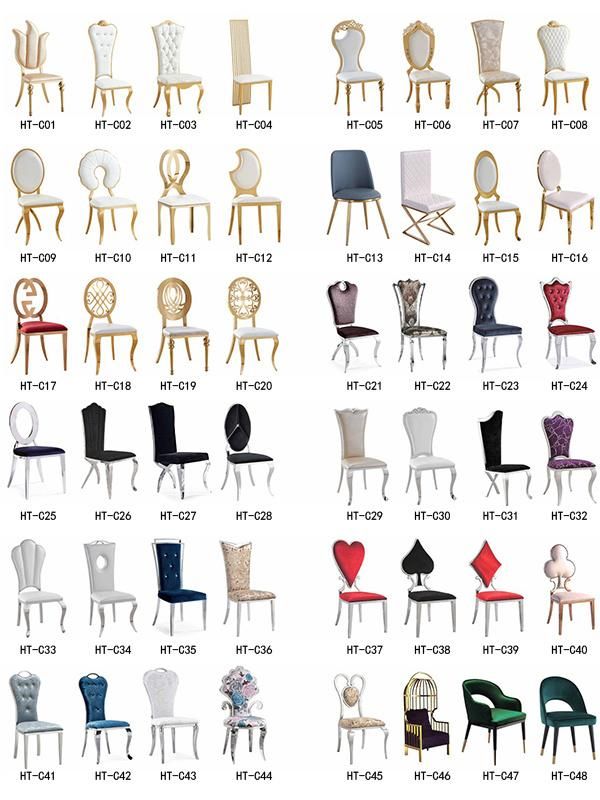 China Produce Factory Gold Silver Stainless Steel Leather Dining Chair with Silver Legs Customized Color Wedding Chair Modern White Hotel Banquet Dining Chair