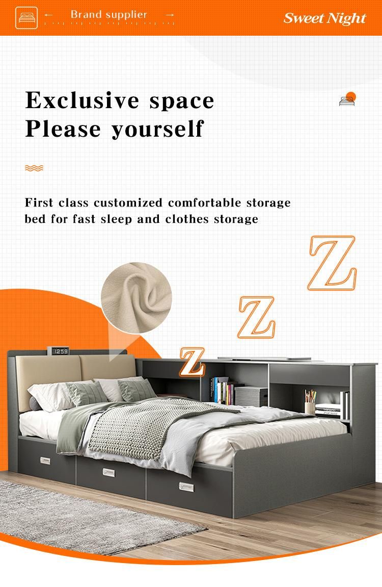 Luxury Storage Upholstered King Queen Size Fabric Beds
