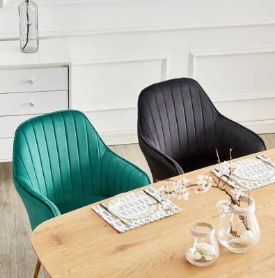 Hot Sale Velvet Fabric Upholstered Dining Chair Simple Design