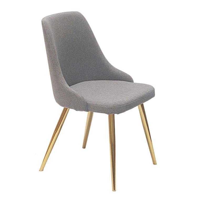 Dining Room Furniture Nordic Gold Leg Restaurant Chair Upholstery Arm Fabric Modern Grey Dining Chairs