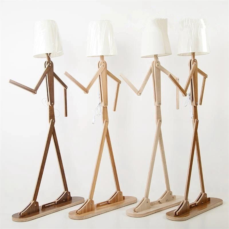 Nordic Wood Fabric Stand Light for Living Room Bedroom Study Art Deco Living Room Floor Lamp (WH-WFL-07)